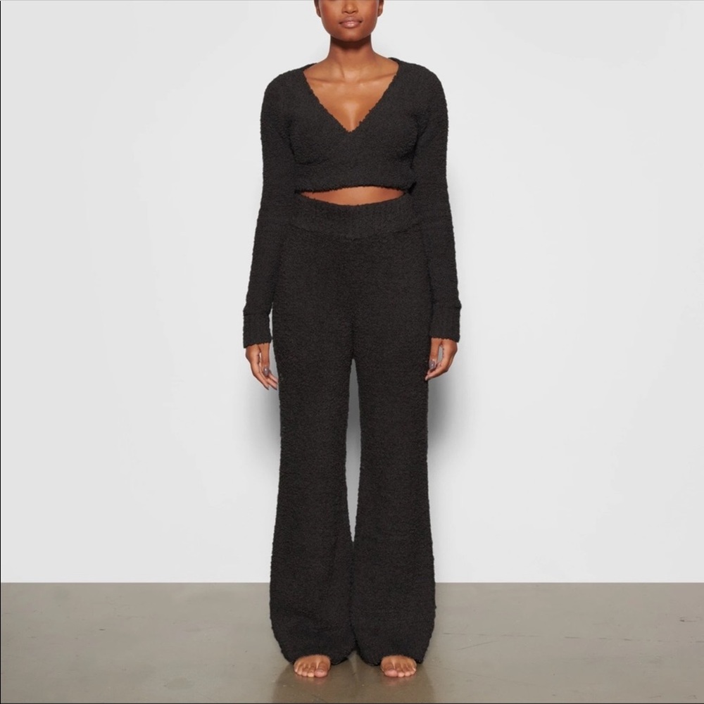 SKIMS Black Cozy Knit Wide Leg Lounge Pants